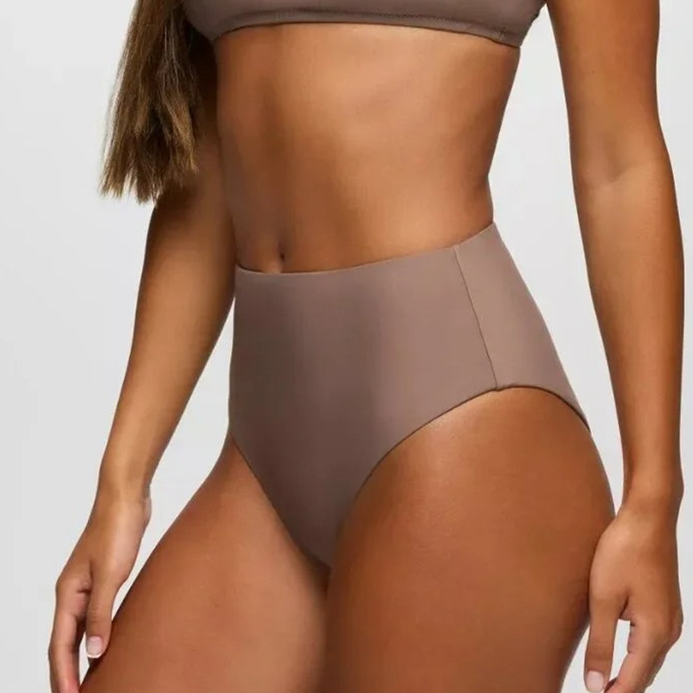 Prana Lahari High Rise Swim Bottom Women's XL Carob Cheeky Bikini Brief